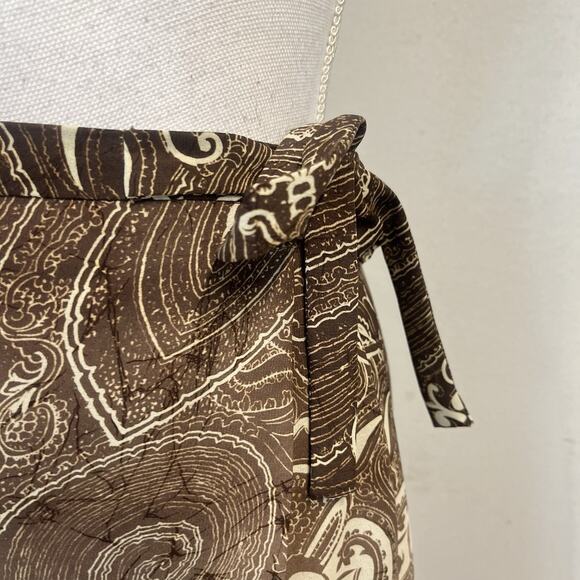 Nygard Collection Skirt size 14 Brown Paisley Sheer Faux Wrap Long Modest Career - Picture 5 of 12